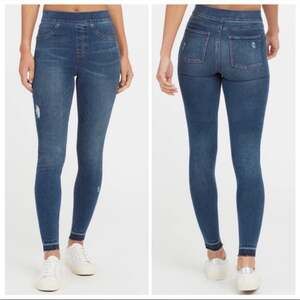 Spanx high rise skinny legging jean distressed comfortable pull on